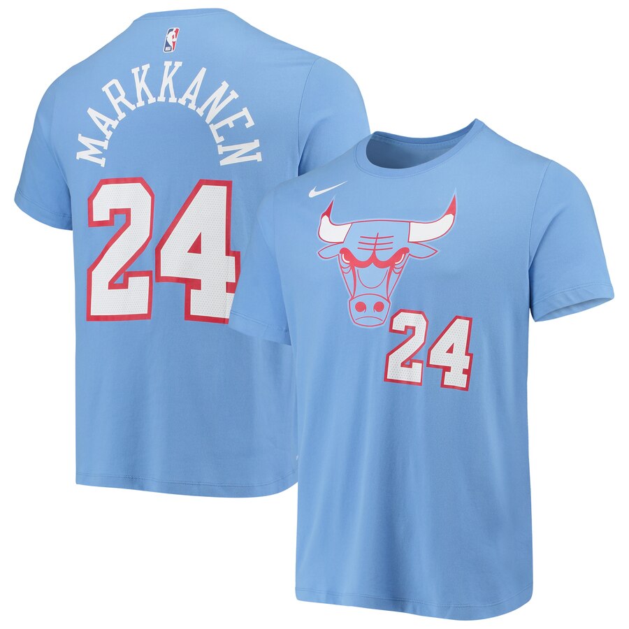 Men 2020 NBA Nike Lauri Markkanen Chicago Bulls Blue 201920 City Edition Name  Number Performance TShirt->nba t-shirts->Sports Accessory